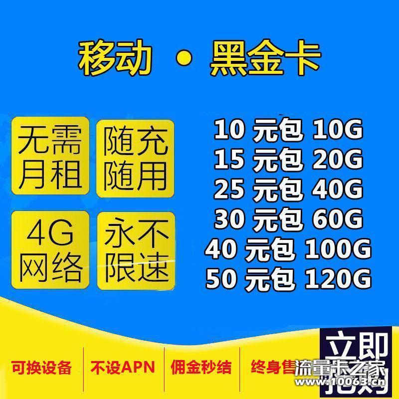 【公司直招】移动黑金卡，返利45%