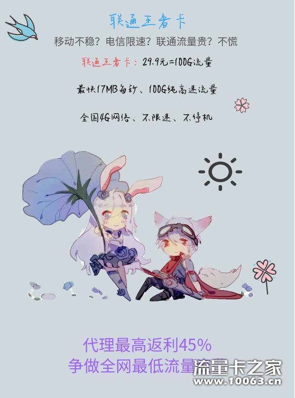 联通王者卡/返利45％/绝对一手货源
